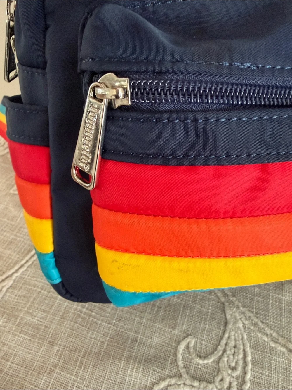 Disney Cruise Line Loungefly Small Navy Backpack Bag with Rainbow Stripes